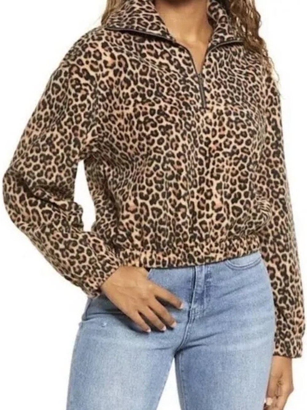 BP. Half-Zip Print Fleece Pullover In Leopard Brown